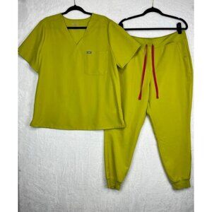 Figs Scrub Set Limeade XXL High Waist Zamora Joggers Catarina One Pocket Top